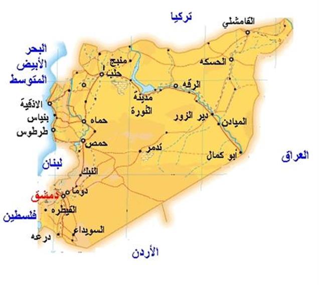 خريطة سوريا التفصيلية , بلاد الشام القديمة ومهد الحضارات