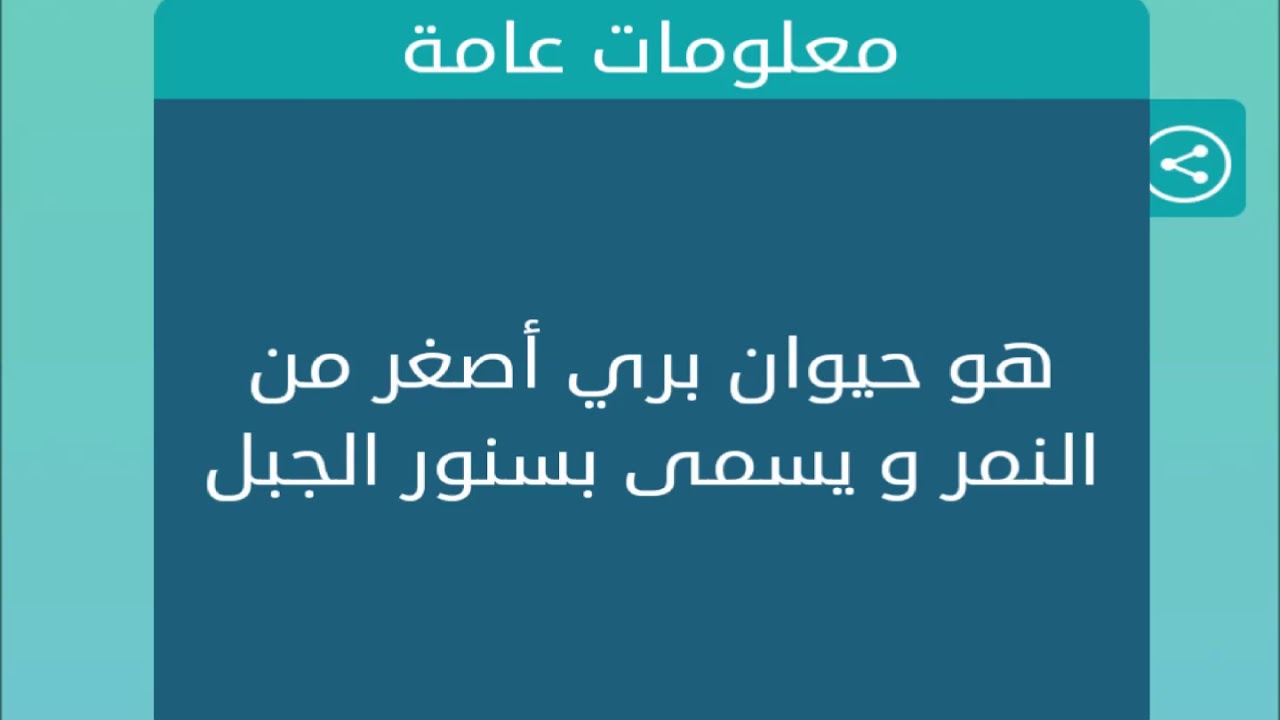 هو حيوان بري اصغر من النمر ويسمى بسنور الجبل - تعرف علي حلول بعض الالغاز 325 10